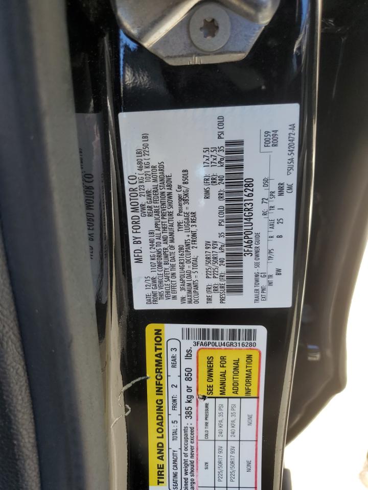 3FA6P0LU4GR316280 2016 Ford Fusion Se Hybrid