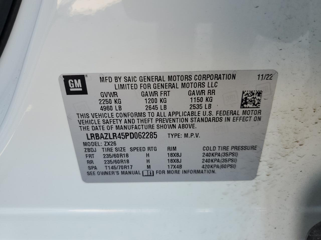 LRBAZLR45PD062285 2023 Buick Envision Preferred