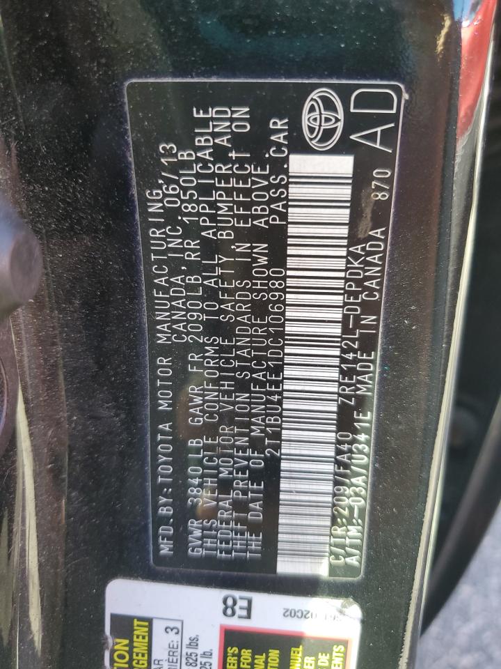 2T1BU4EE1DC106980 2013 Toyota Corolla Base