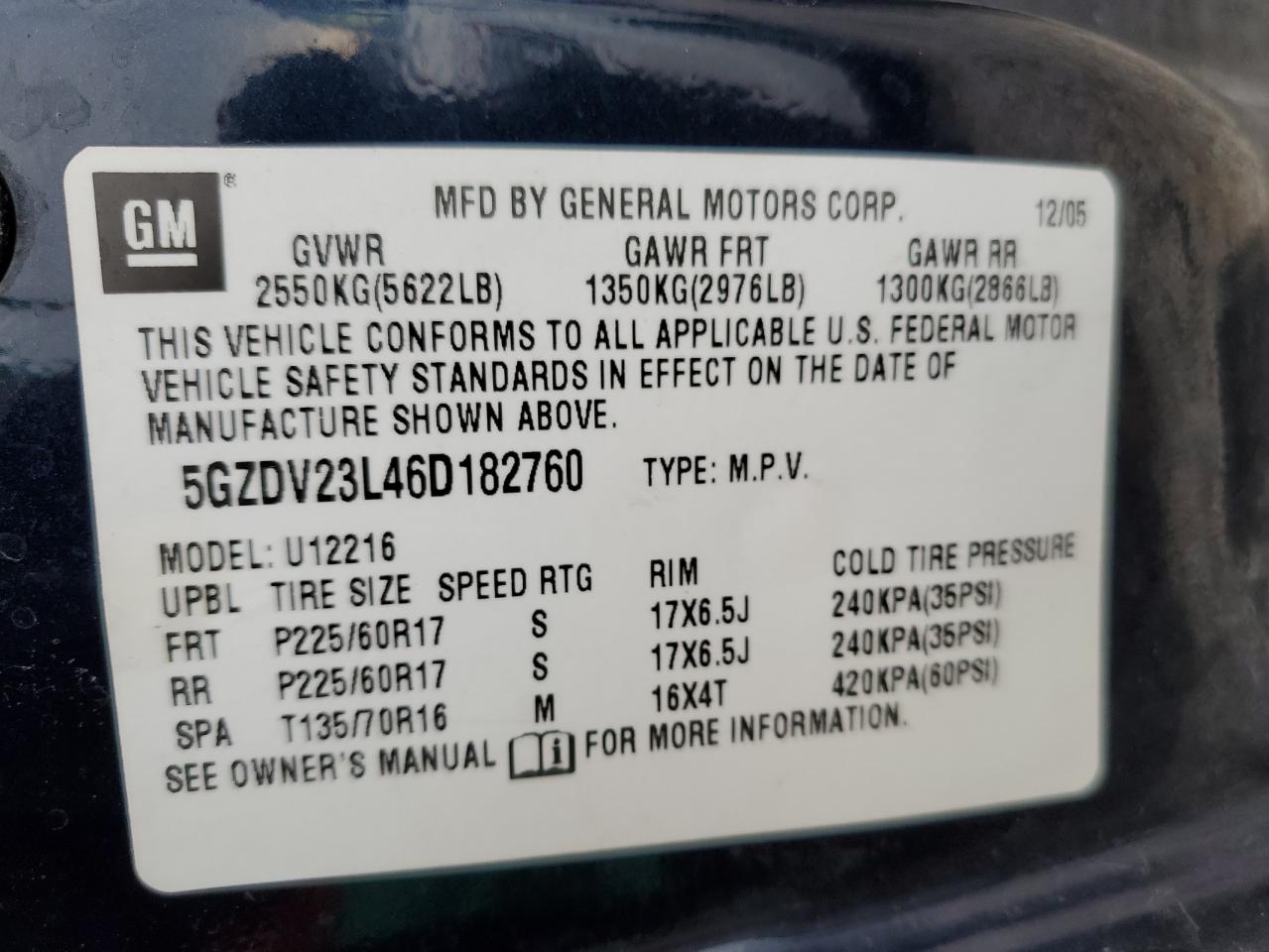 5GZDV23L46D182760 2006 Saturn Relay 3