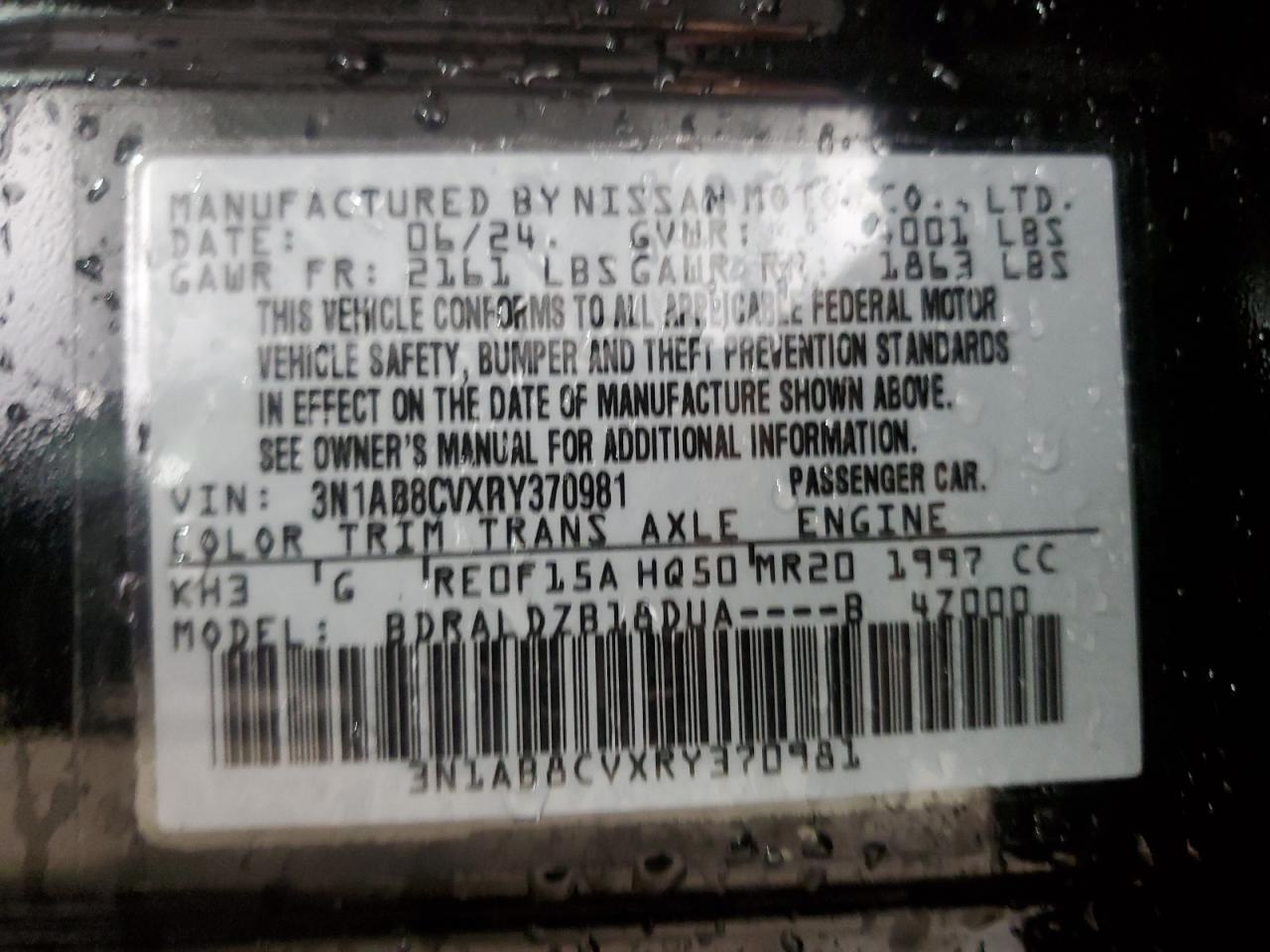 3N1AB8CVXRY370981 2024 Nissan Sentra Sv