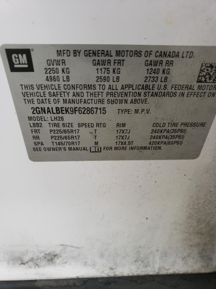 2GNALBEK9F6286715 2015 Chevrolet Equinox Lt