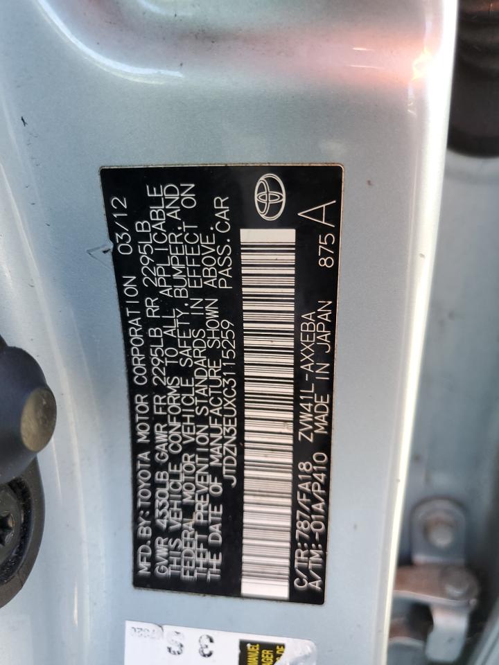 JTDZN3EUXC3115259 2012 Toyota Prius V