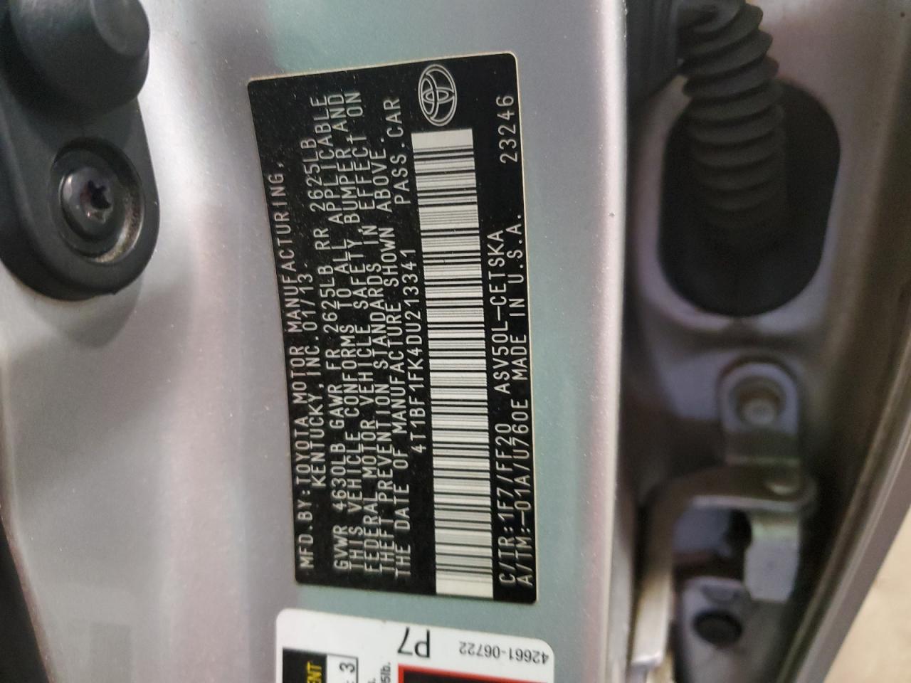 4T1BF1FK4DU213341 2013 Toyota Camry L