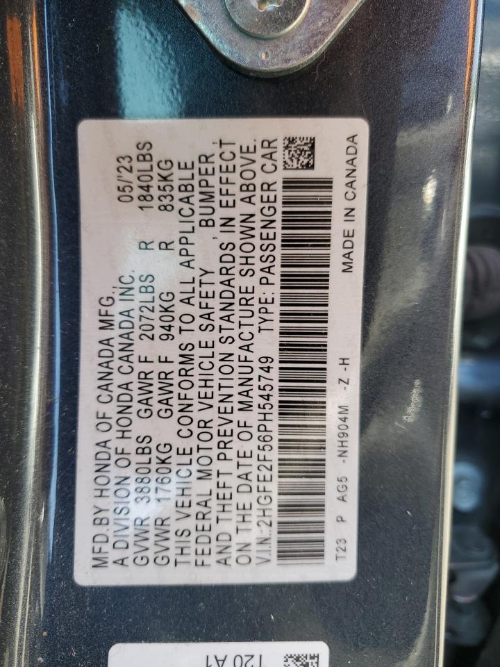 2HGFE2F56PH545749 2023 Honda Civic Sport