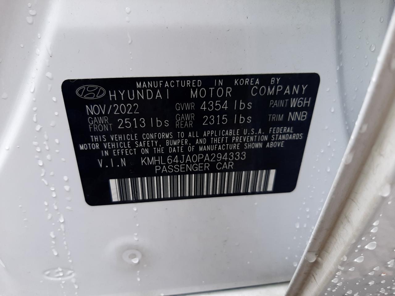 KMHL64JA0PA294333 2023 Hyundai Sonata Sel