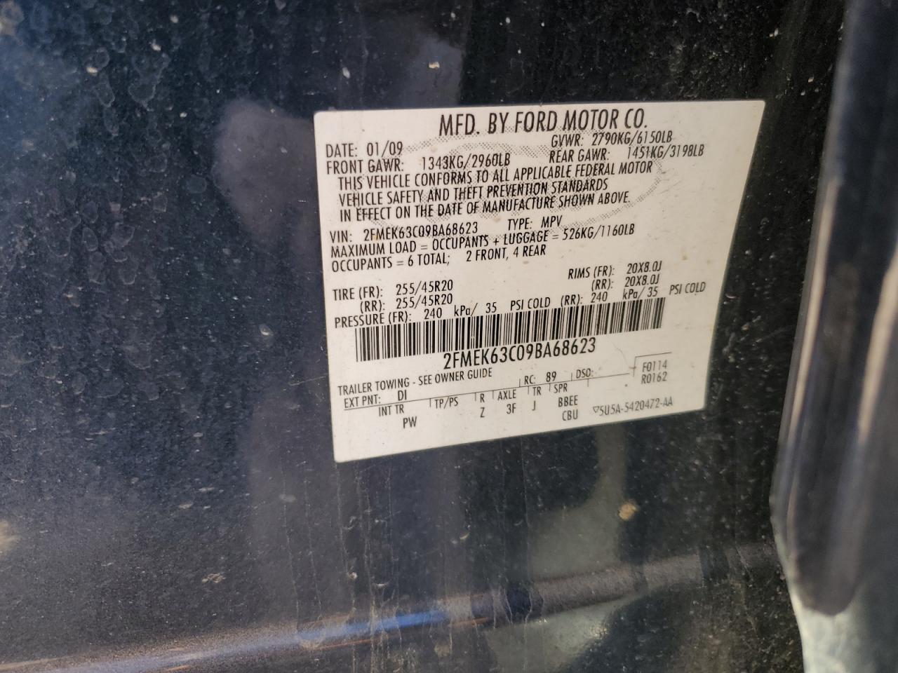 2FMEK63C09BA68623 2009 Ford Flex Limited