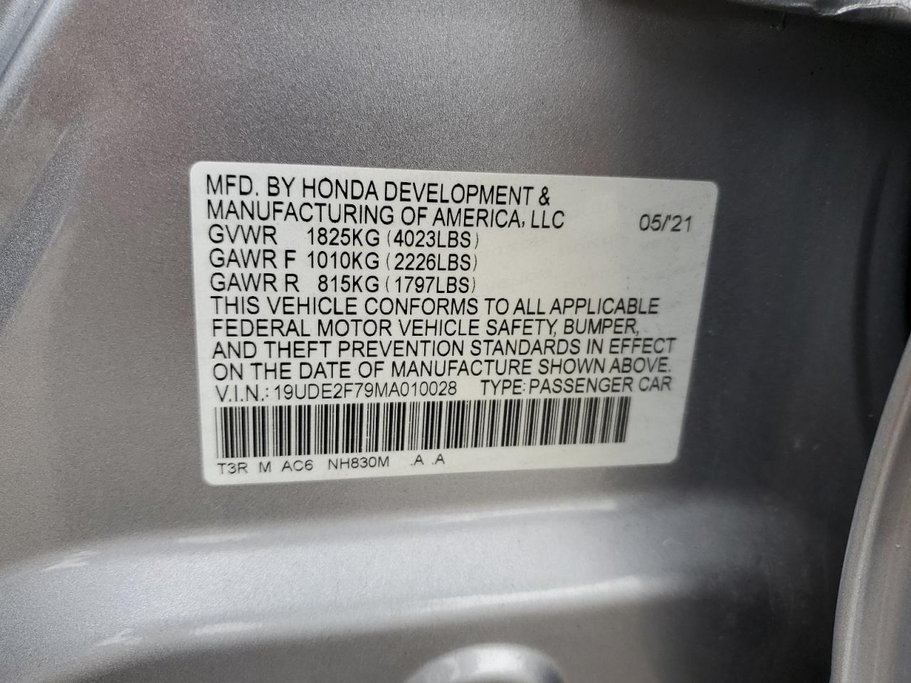 2021 Acura Ilx Premium VIN: 19UDE2F79MA010028 Lot: 73051914