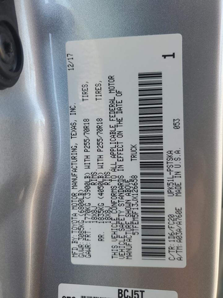 5TFEM5F13JX126658 2018 Toyota Tundra Crewmax Sr5