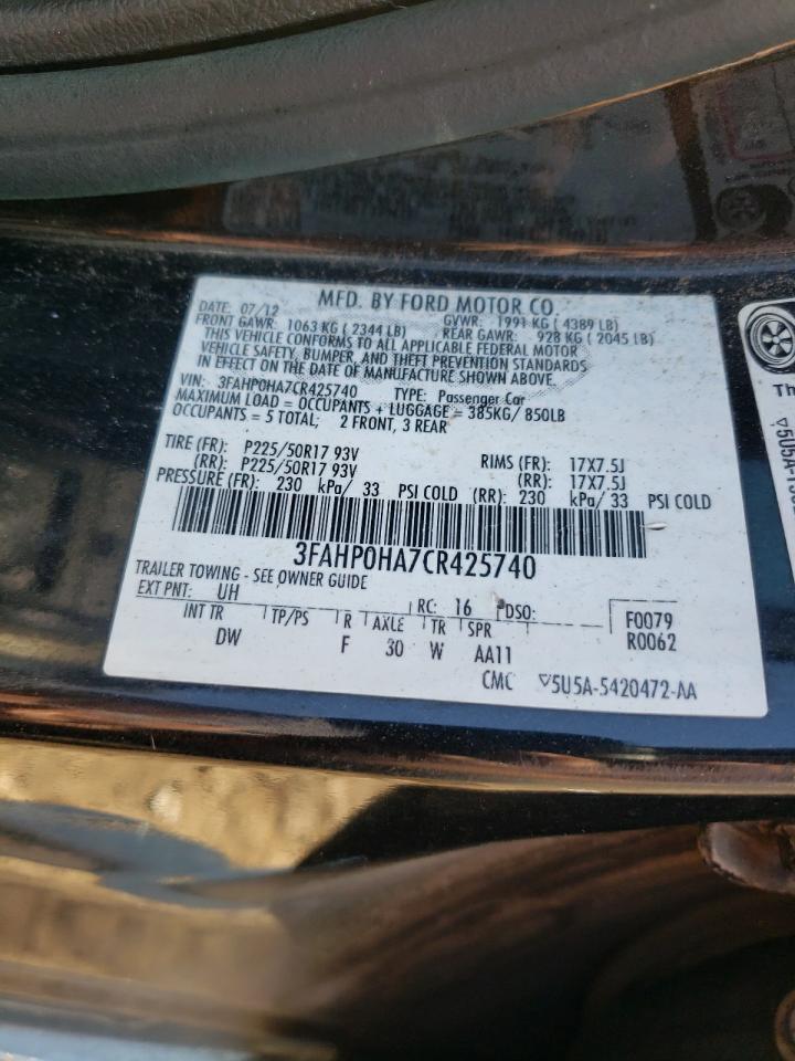 3FAHP0HA7CR425740 2012 Ford Fusion Se