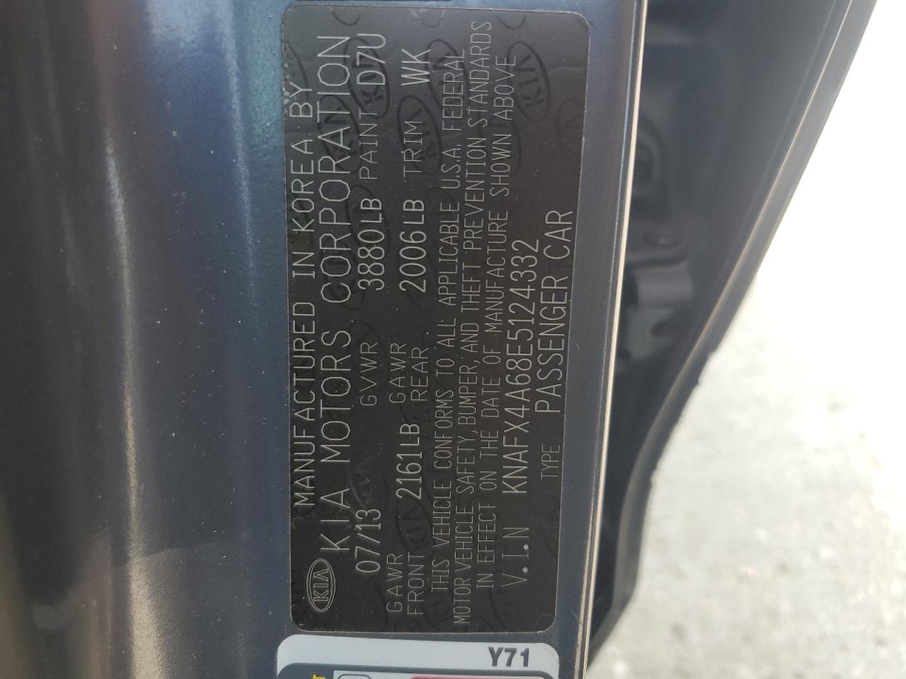 2014 Kia Forte Lx VIN: KNAFX4A68E5124332 Lot: 70578674