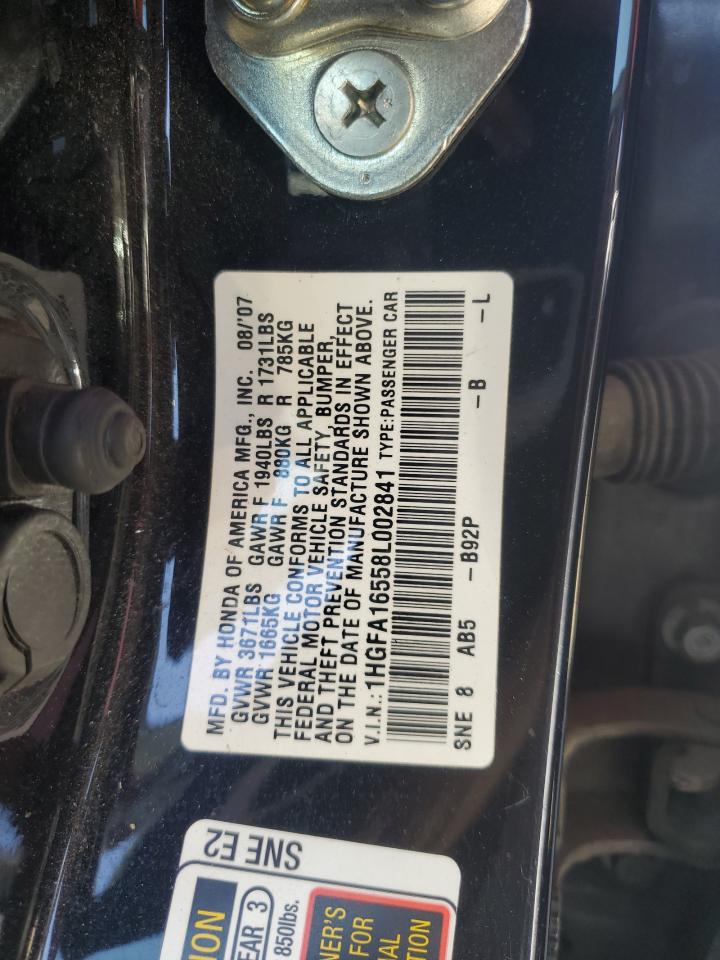 1HGFA16558L002841 2008 Honda Civic Lx