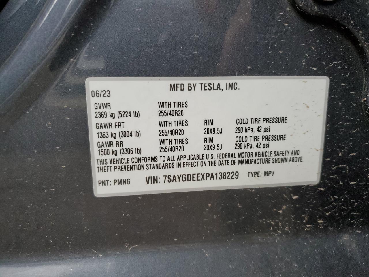 7SAYGDEEXPA138229 2023 Tesla Model Y