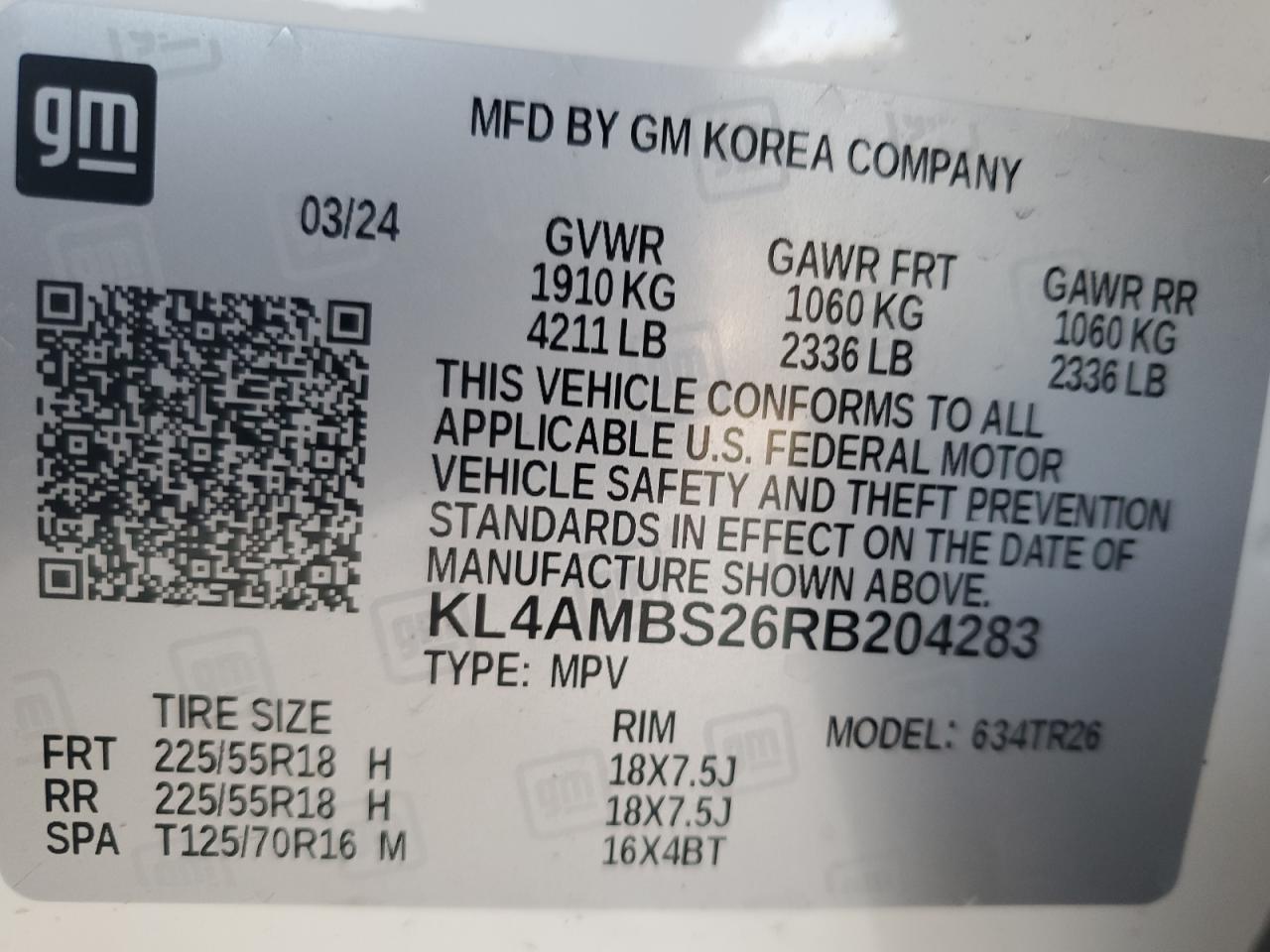 2024 Buick Encore Gx Preferred VIN: KL4AMBS26RB204283 Lot: 72798574