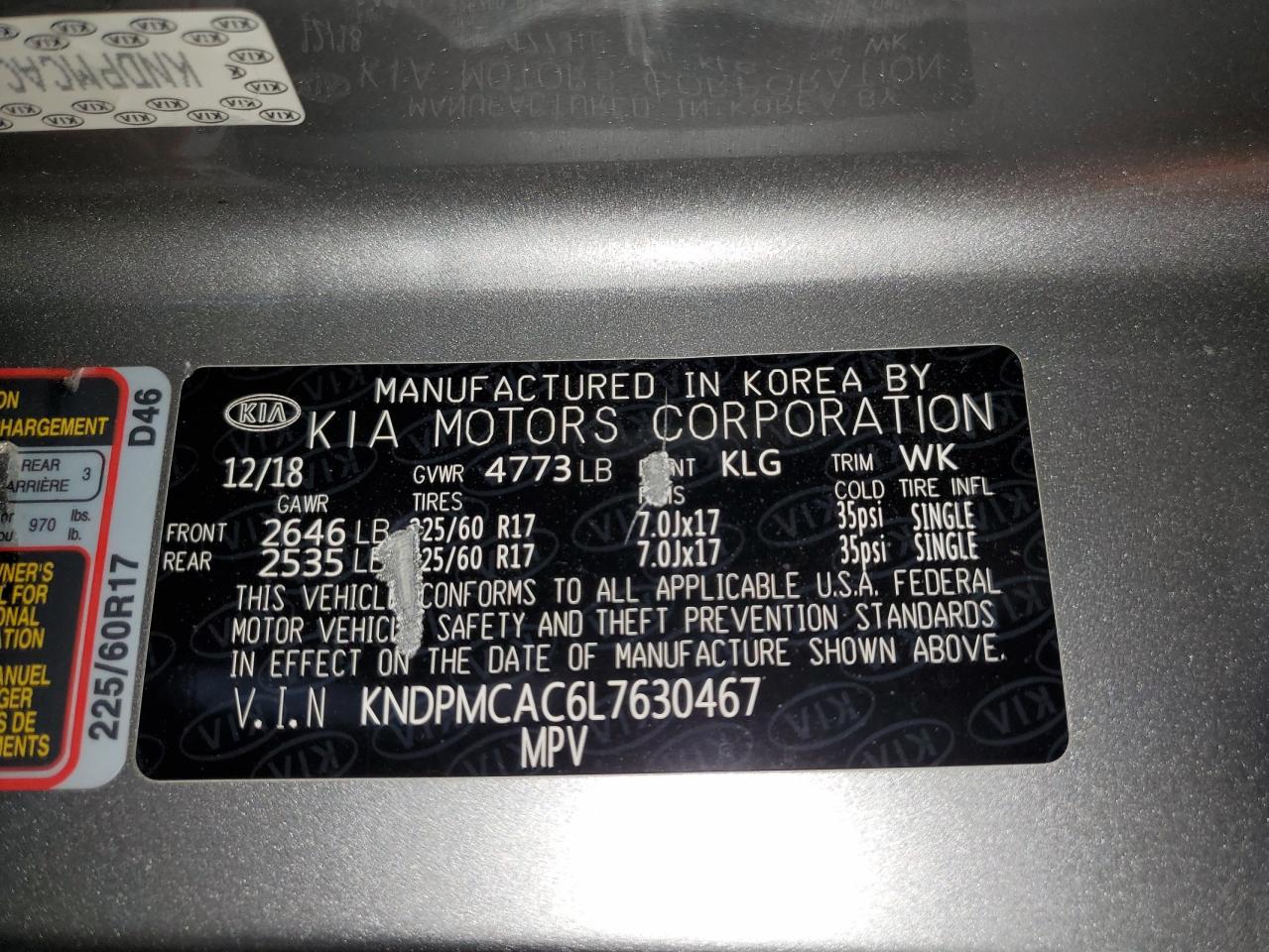 KNDPMCAC6L7630467 2020 Kia Sportage Lx