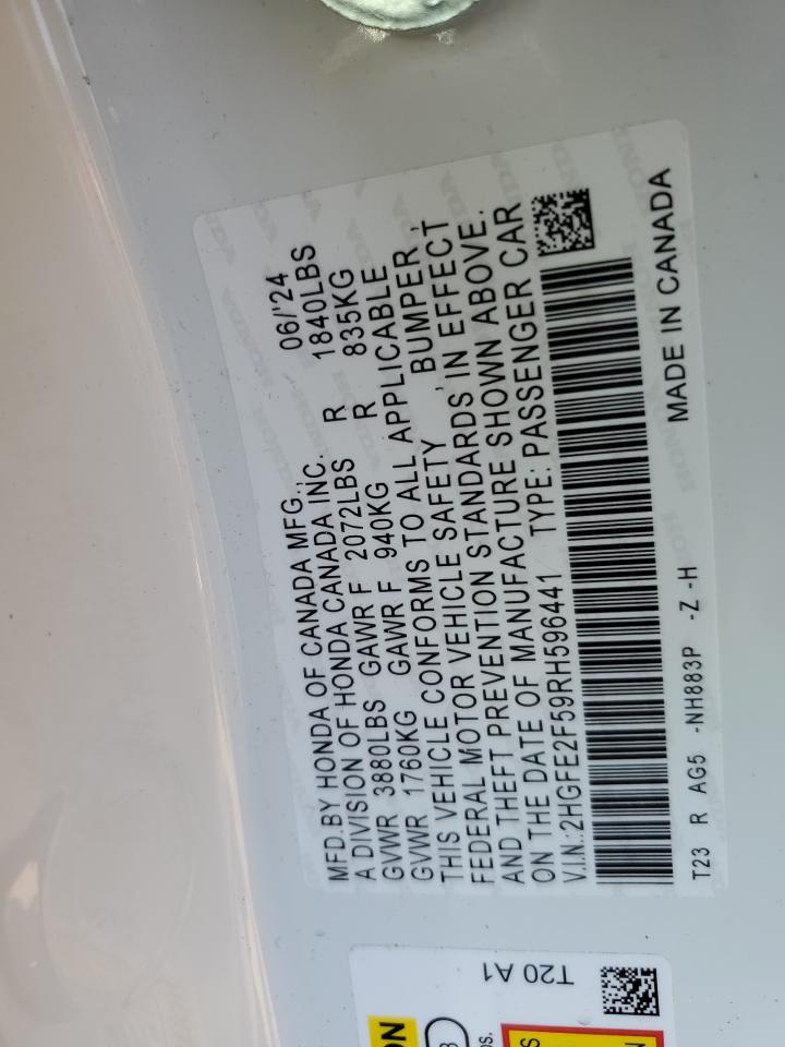 2HGFE2F59RH596441 2024 Honda Civic Sport
