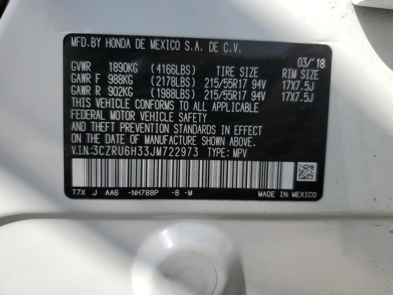 3CZRU6H33JM722973 2018 HONDA HR-V - Image 13