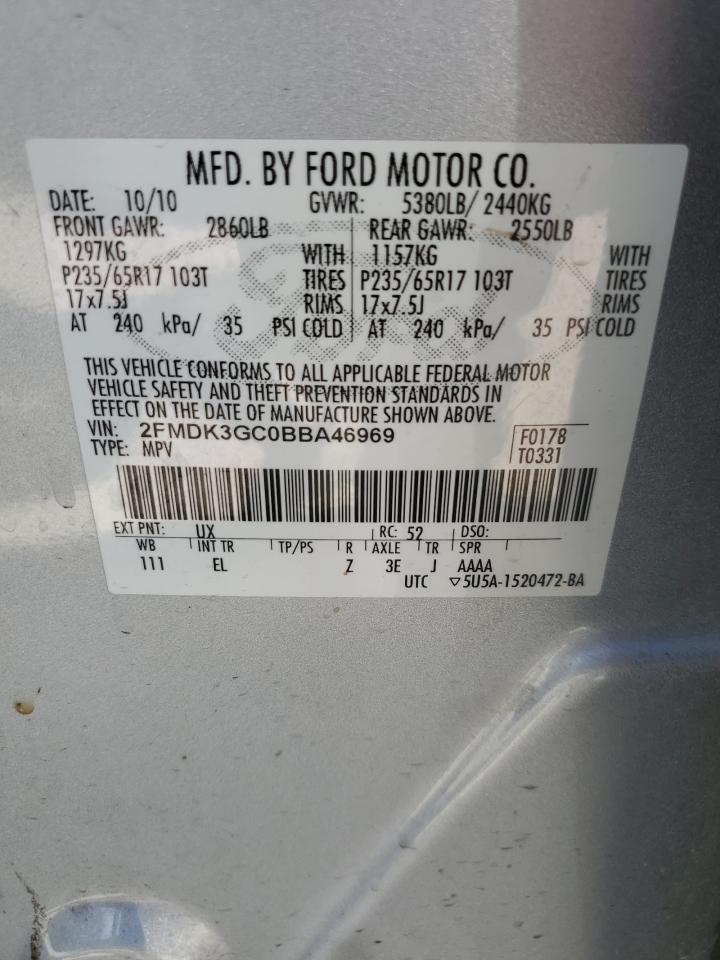 2FMDK3GC0BBA46969 2011 Ford Edge Se