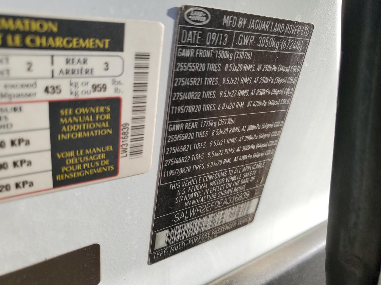 2014 Land Rover Range Rover Sport Sc VIN: SALWR2EF0EA316839 Lot: 73426764