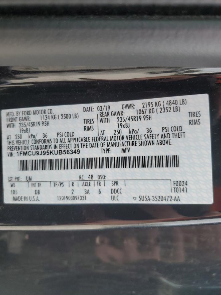 1FMCU9J95KUB56349 2019 Ford Escape Titanium