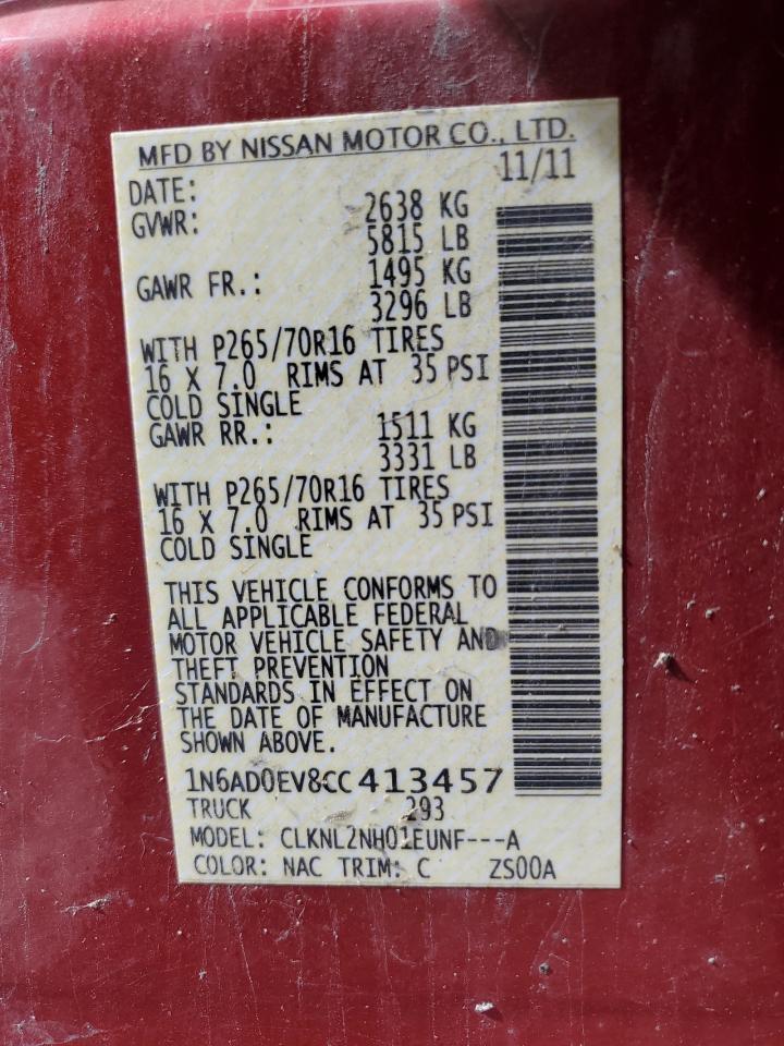 1N6AD0EV8CC413457 2012 Nissan Frontier S