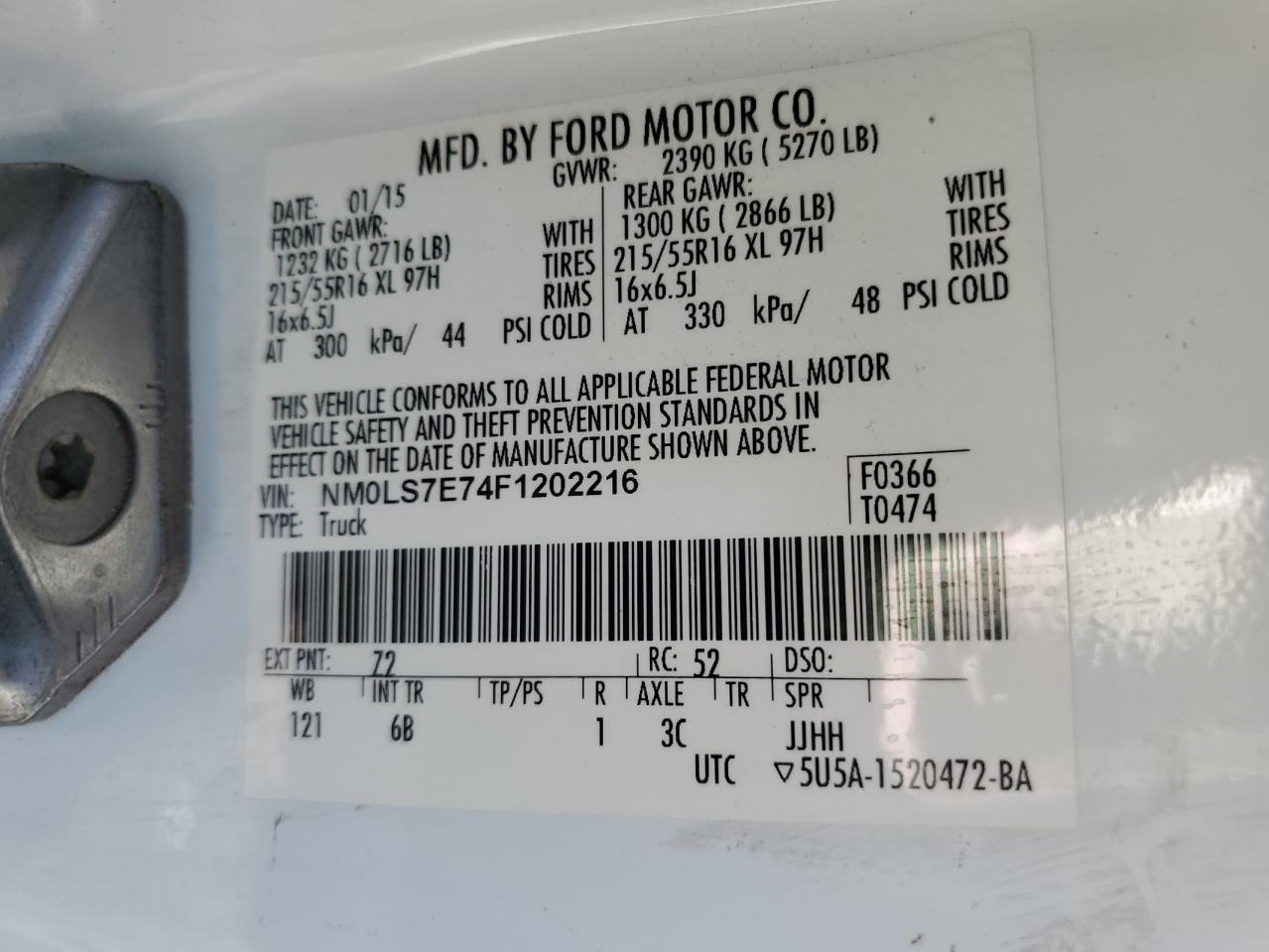 NM0LS7E74F1202216 2015 Ford Transit Connect Xl