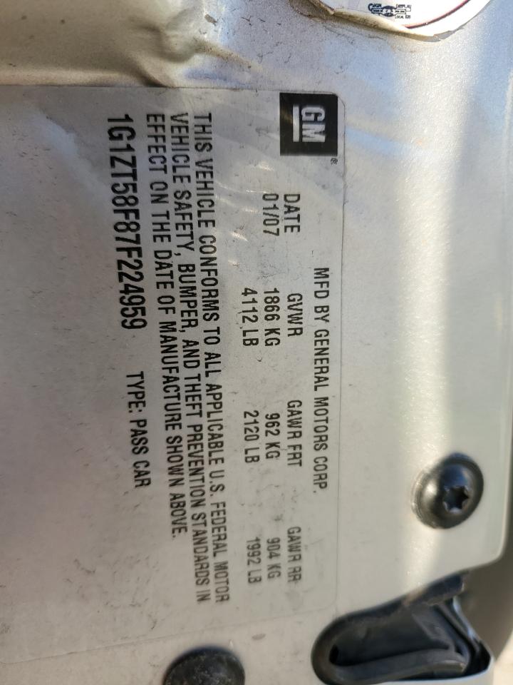 1G1ZT58F87F224959 2007 Chevrolet Malibu Lt