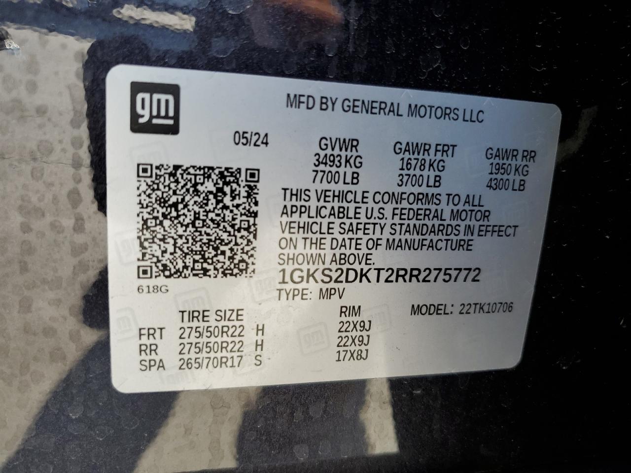 1GKS2DKT2RR275772 2024 GMC Yukon Denali