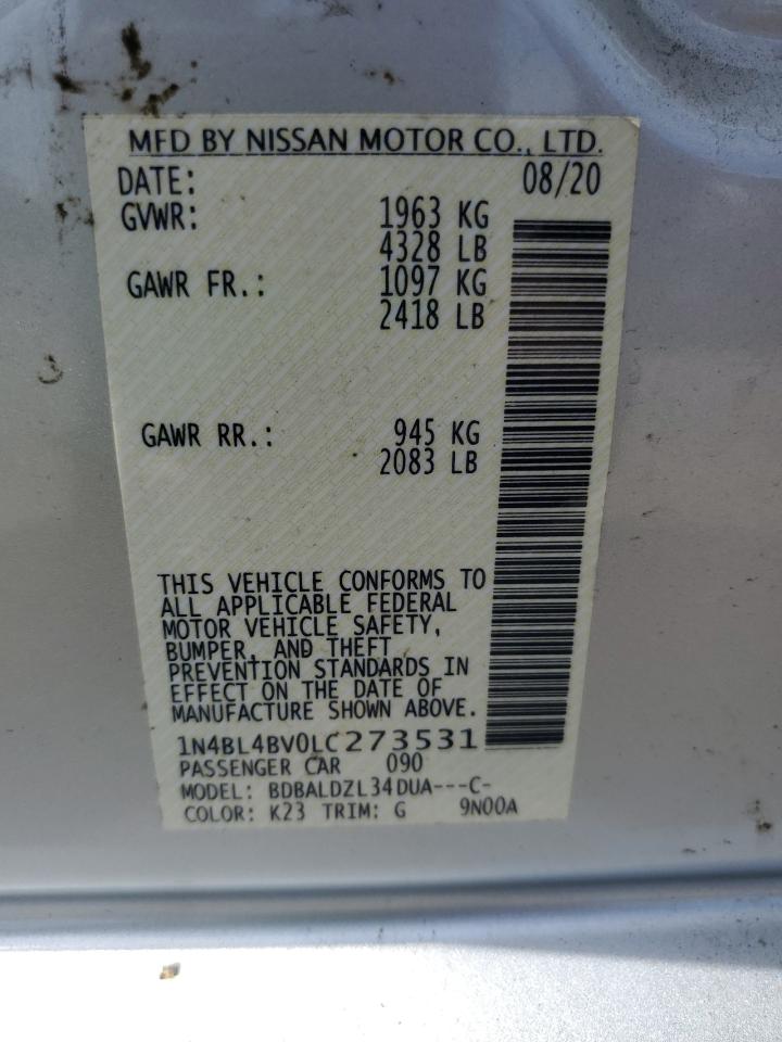 1N4BL4BV0LC273531 2020 Nissan Altima S