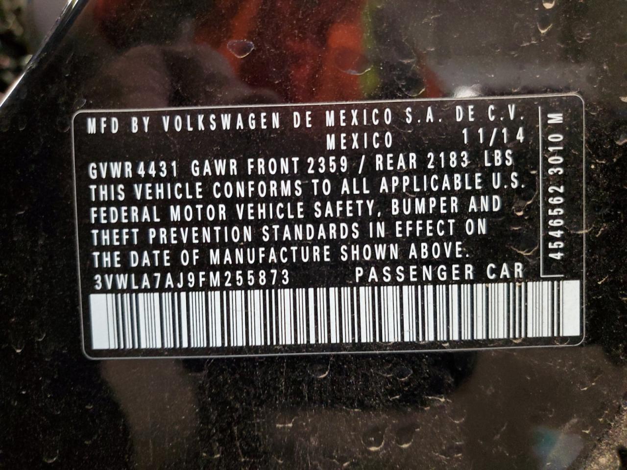 2015 Volkswagen Jetta Tdi VIN: 3VWLA7AJ9FM255873 Lot: 73570974