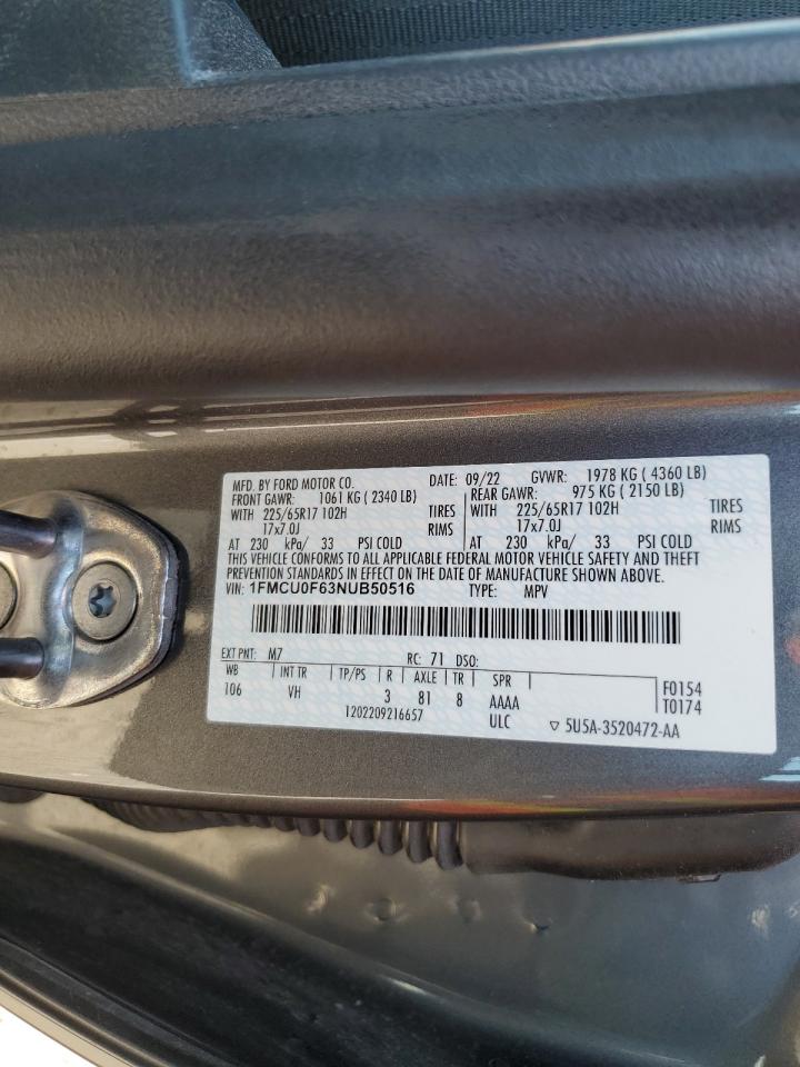 2022 Ford Escape S VIN: 1FMCU0F63NUB50516 Lot: 70434474