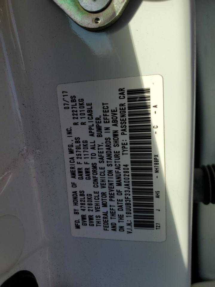 19UUB3F33JA002904 2018 Acura Tlx