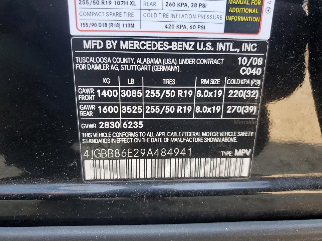 2009 Mercedes-Benz Ml 350 VIN: 4JGBB86E29A484941 Lot: 70872964