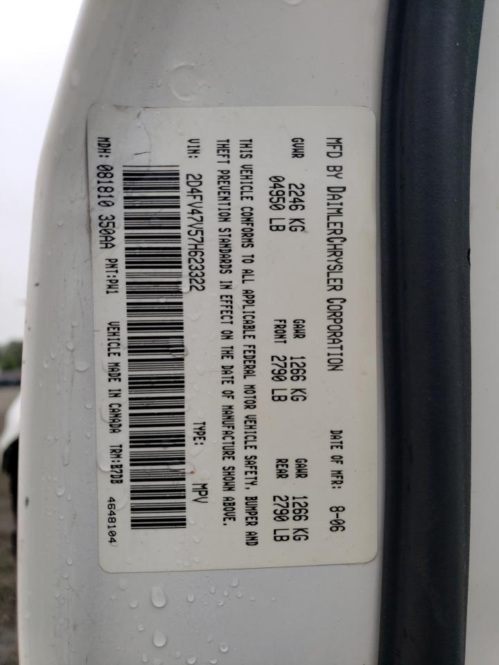 2007 Dodge Magnum Sxt VIN: 2D4FV47V57H623322 Lot: 73356244