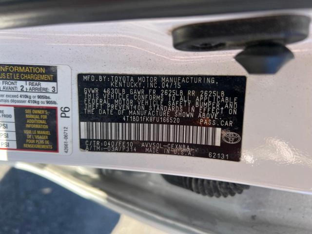 4T1BD1FK8FU166520 2015 TOYOTA CAMRY - Image 10