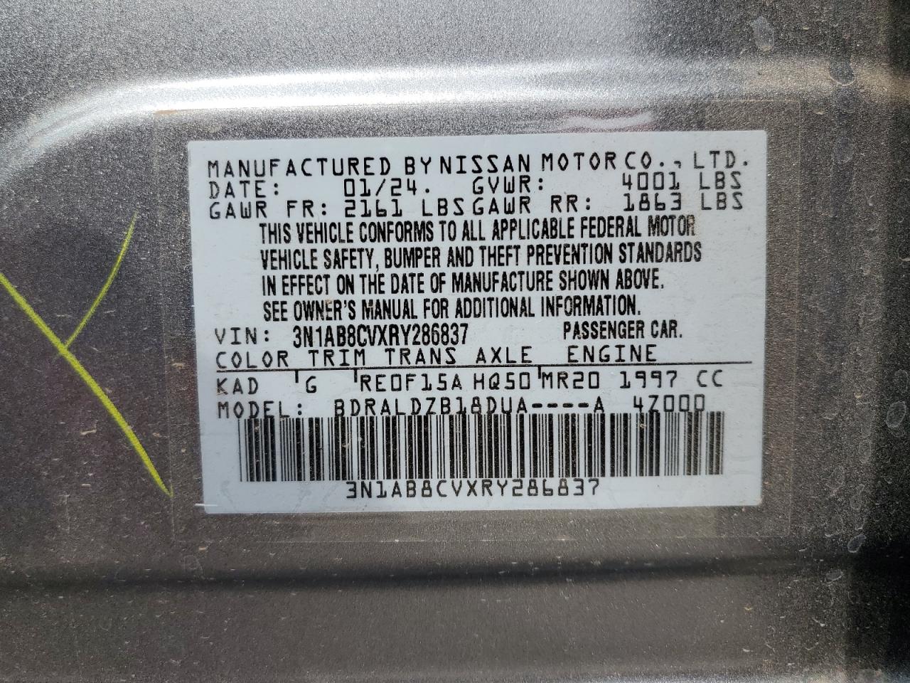 3N1AB8CVXRY286837 2024 Nissan Sentra Sv