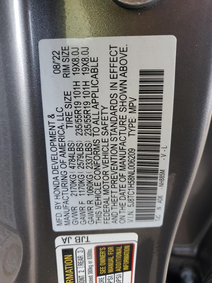 2022 Acura Rdx Technology VIN: 5J8TC1H58NL006209 Lot: 73665934