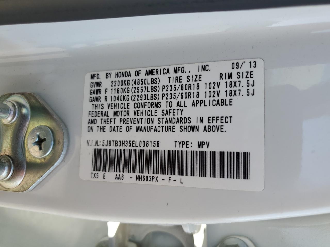 5J8TB3H35EL008156 2014 Acura Rdx