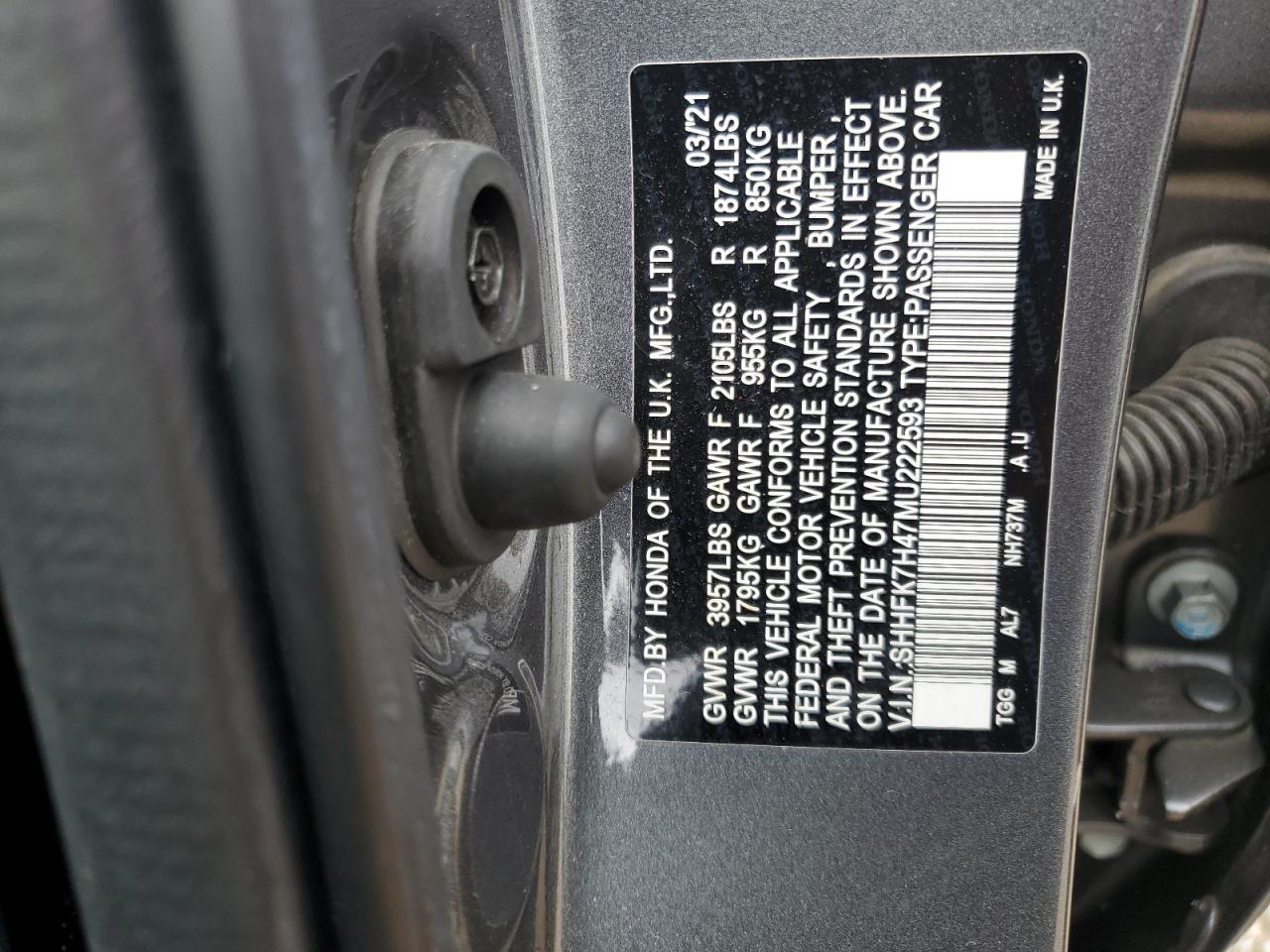 SHHFK7H47MU222593 2021 Honda Civic Sport
