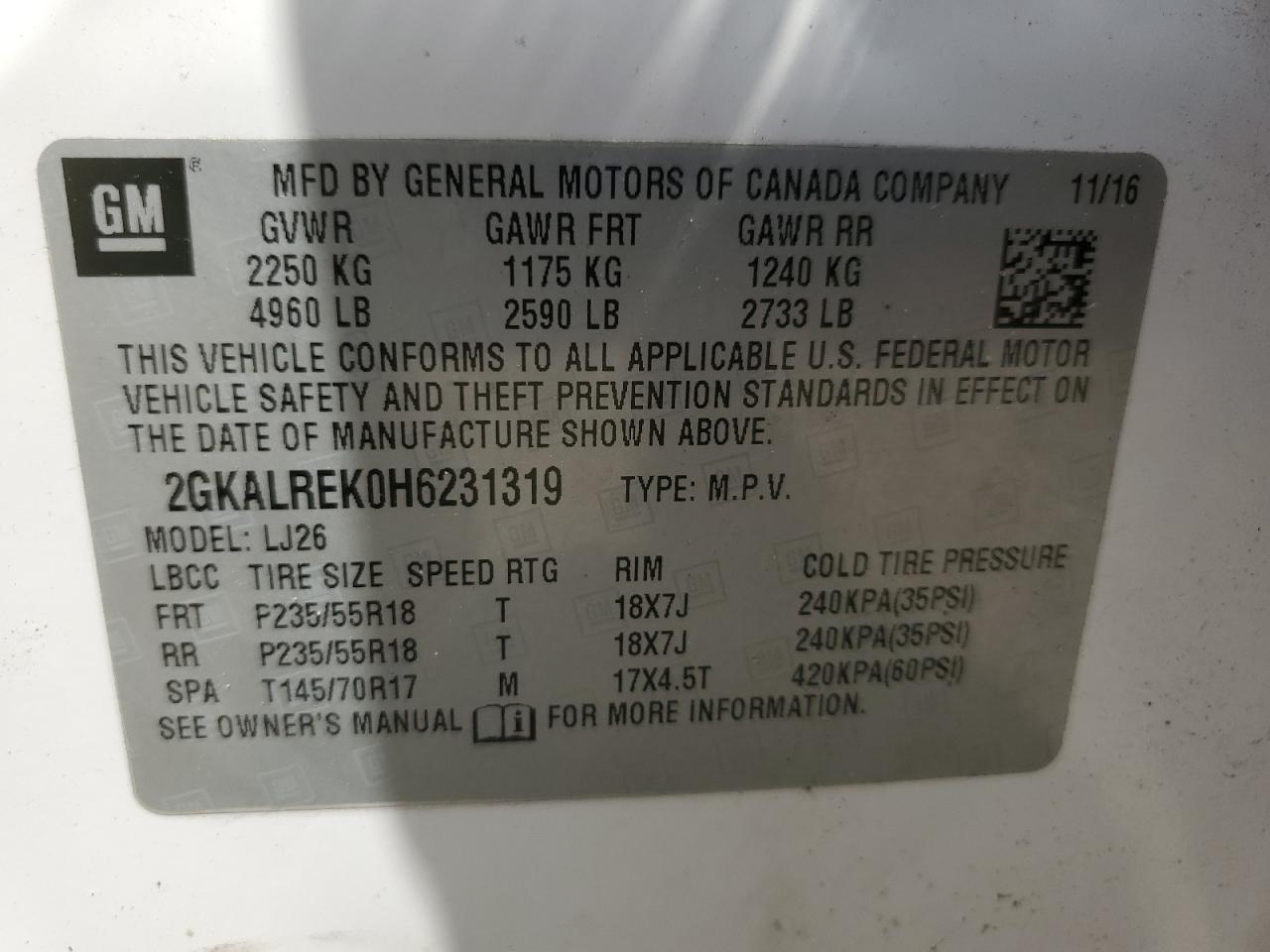 2GKALREK0H6231319 2017 GMC Terrain Denali