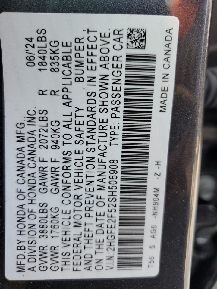 2HGFE2F52SH506908 2025 Honda Civic Sport