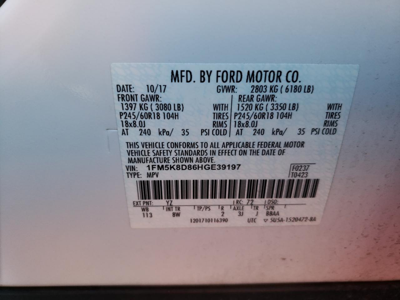 1FM5K8D86HGE39197 2017 FORD EXPLORER - Image 13