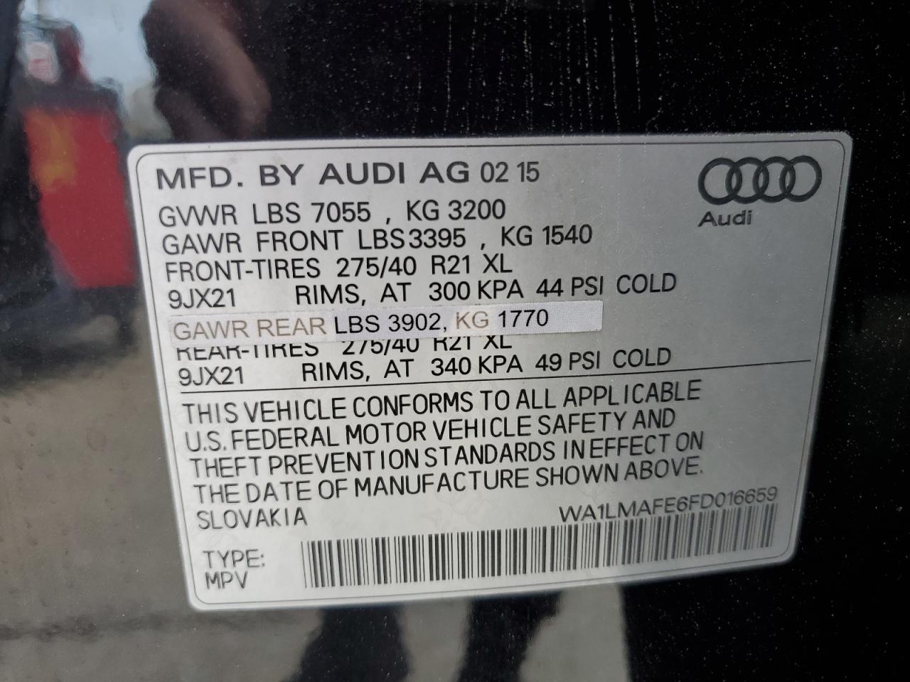 2015 Audi Q7 Tdi Premium Plus VIN: WA1LMAFE6FD016659 Lot: 72968754