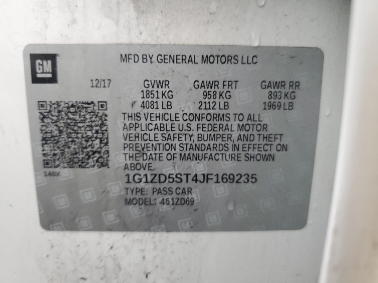 1G1ZD5ST4JF169235 2018 CHEVROLET MALIBU - Image 12