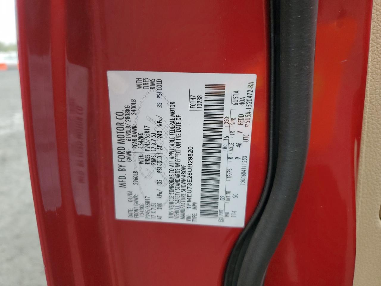 1FMEU73E26UB29820 2006 Ford Explorer Xlt