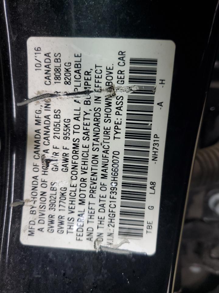 VIN 2HGFC1F39GH660070 2016 HONDA CIVIC no.12