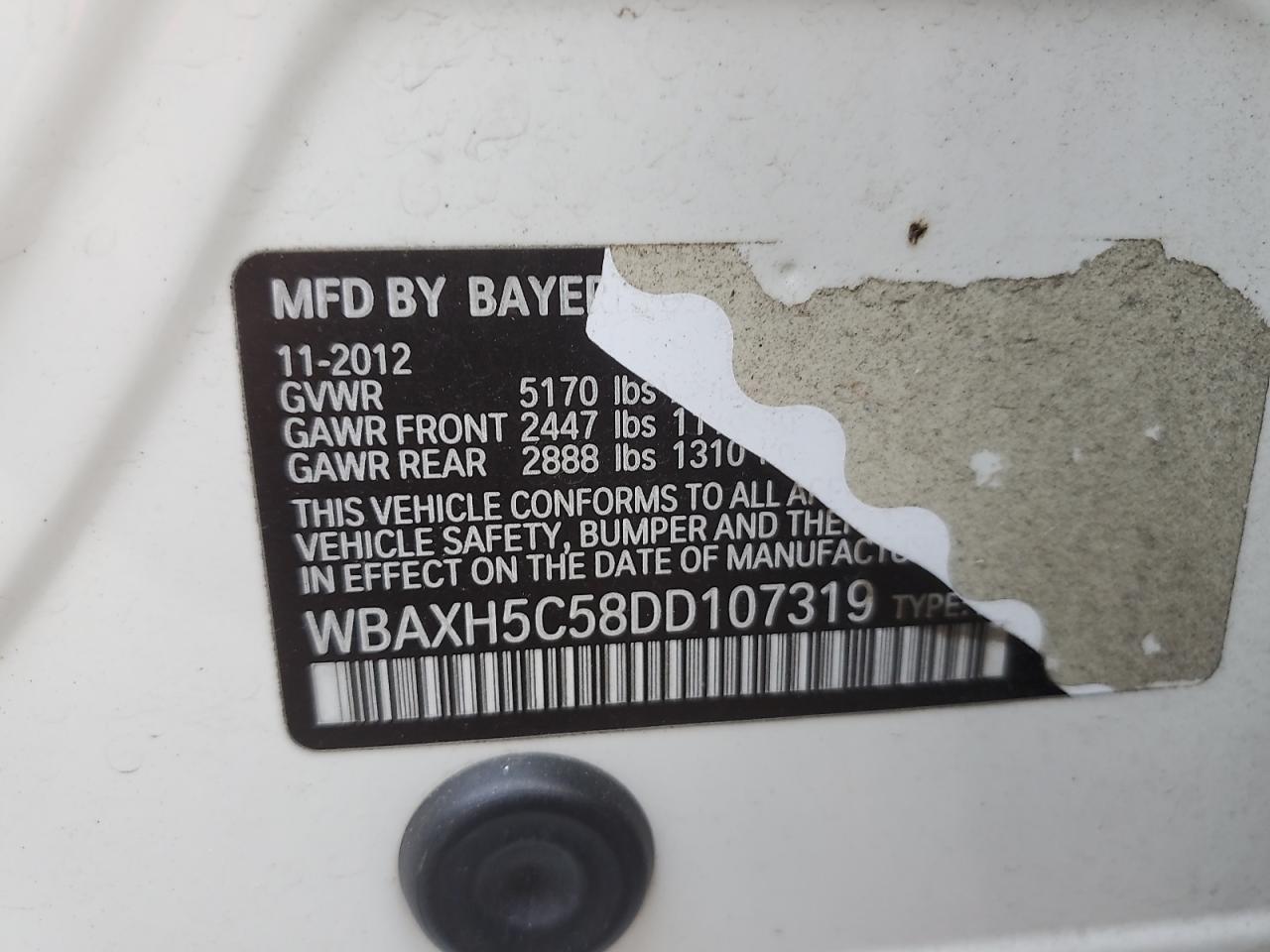 2013 BMW 528 Xi VIN: WBAXH5C58DD107319 Lot: 71980874