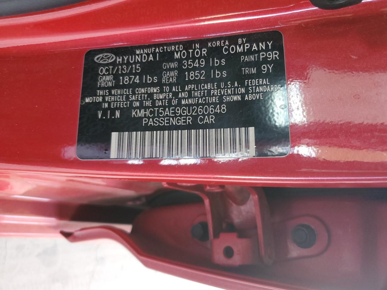 KMHCT5AE9GU260648 2016 Hyundai Accent Se