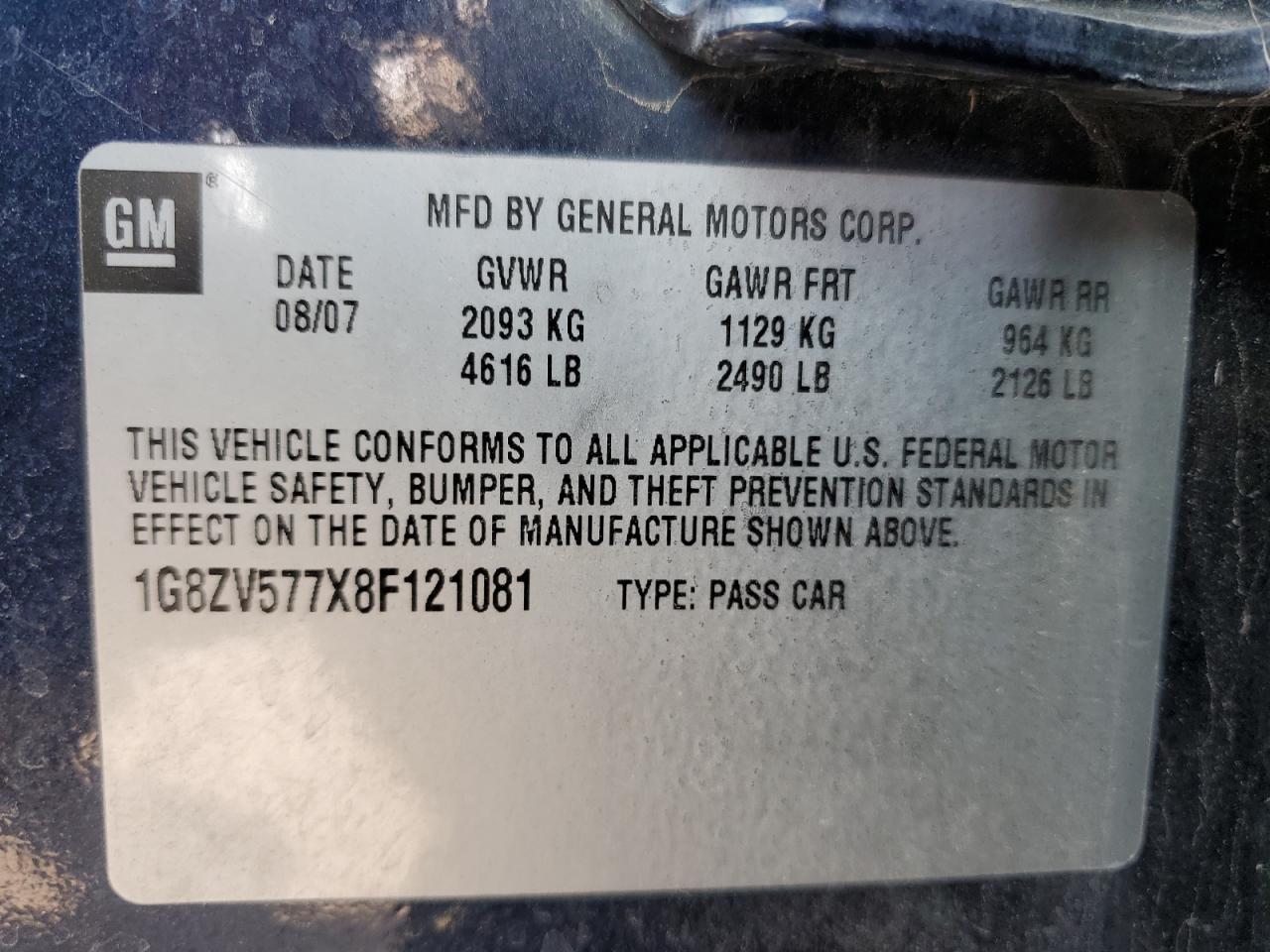 1G8ZV577X8F121081 2008 Saturn Aura Xr