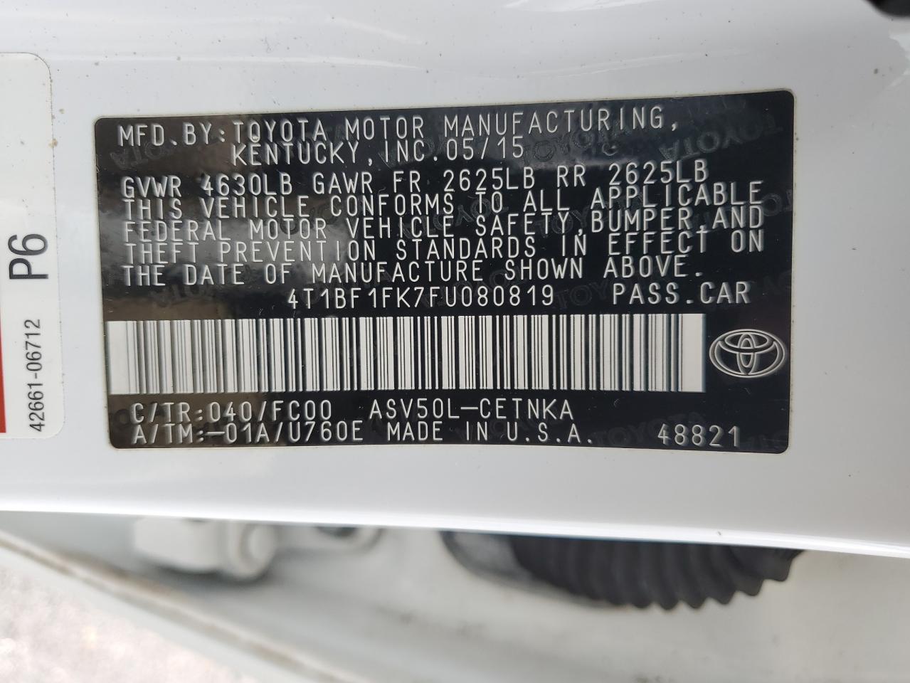 4T1BF1FK7FU080819 2015 TOYOTA CAMRY - Image 12